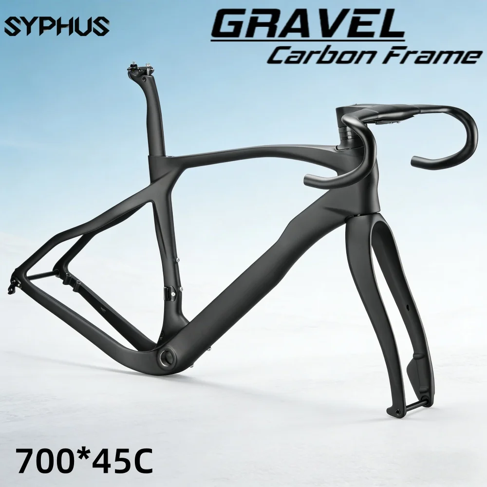 

Syphus 2026 T1200 Carbon Gravel Bike Frame 700*45c Carbon Fiber Frame Disc Brake Gravel Aero Cyclocross Bicycle Frame