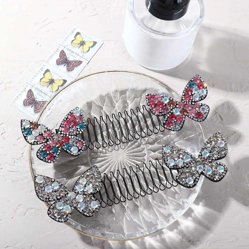 Strass Stern Schmetterling Haar Finishing Clip unsichtbare Kamm Zähne extra gebrochene Haar halter u Form Haars tyling feste Kämme