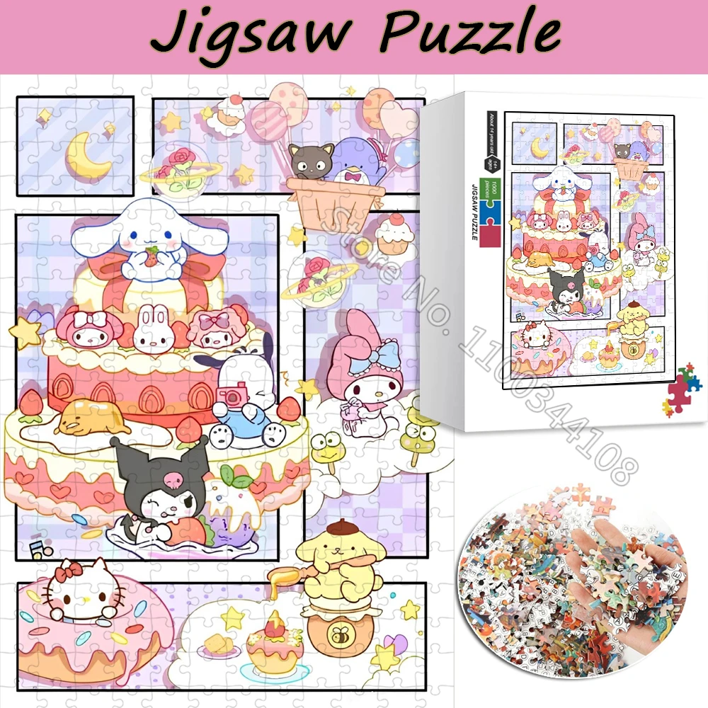 

Пазлы Sanrio с персонажами из мультфильма Hello Kitty Kuromi, 300/500/1000 шт.