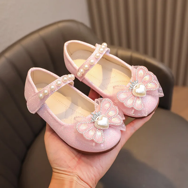 Shoes for Party Wedding Children Mary Janes Princess Shoes with Bow-knot Fashion Kids Performance Dress Shoes