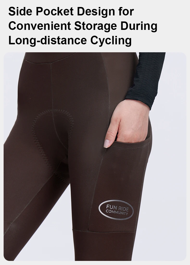 INBIKE Herbst Winter Neuer Stil Damen Fleece-Trägerhose Hochgeschnittene Warme Langstrecken-Radhose – Detail 5