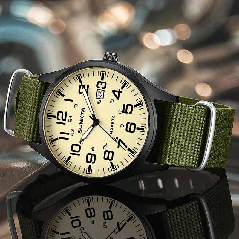 

SUNKTA 2026 Лучшие роскошные мужские часы, повседневные модные кварцевые наручные часы, светящиеся 30 м, водонепроницаемые нейлоновые часы LIGE, мужские часы Reloj Hombre