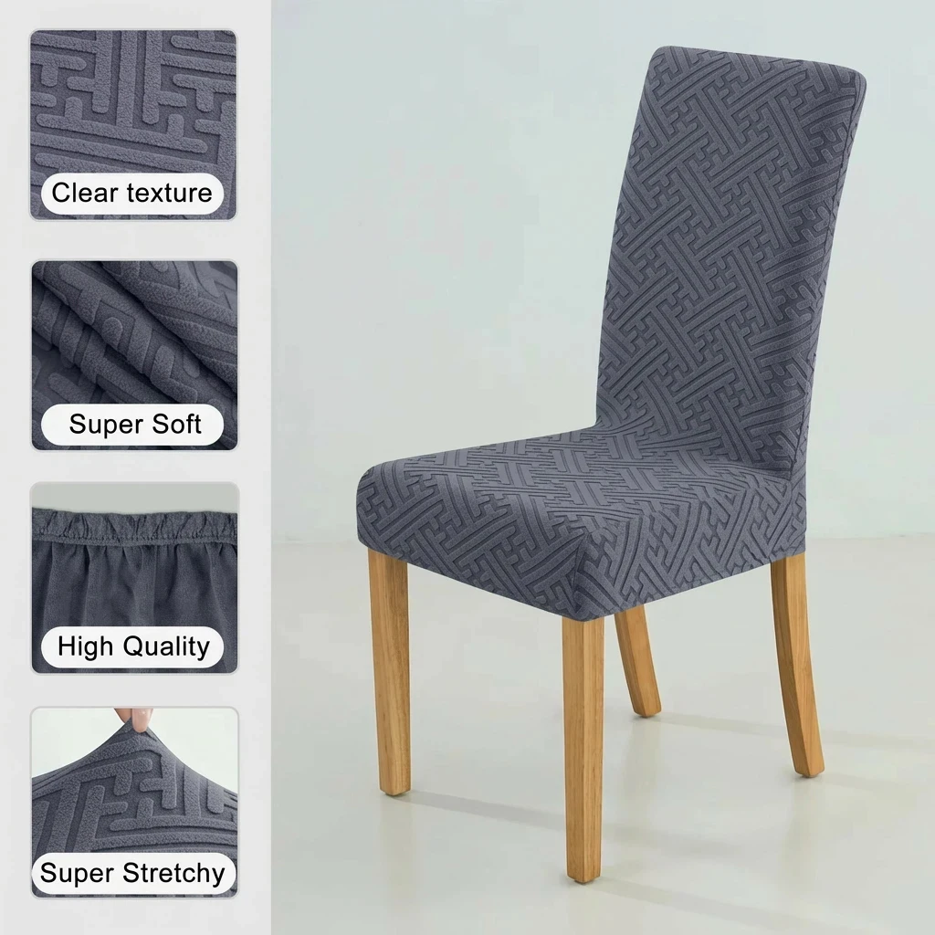 1PC Jacquard Stuhl Abdeckung Hohe Qualität Universal Größe Anti-Staub Spandex Stuhl Schonbezüge Für Küche esszimmer Hotel Home Decor