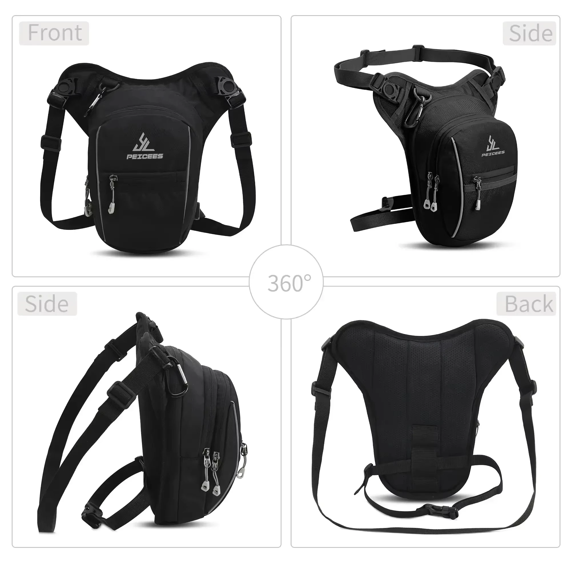 Bolsa Protectora para Piernas de Motocicleta, Bolsa de Cintura Moderna, Bolsa para Actividades al Aire Libre, Bolsa Cruzada Ligera, con Correa Extraíble