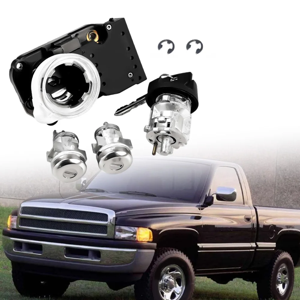 3 Pins Ignition Switch Lock Cylinder Set With 2 Keys 5003845AA 5003893AA 56021346 Fit For Dodge Ram 1500 1994–2001