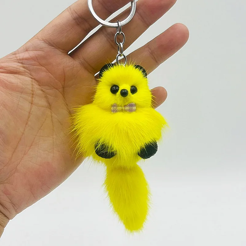 Porte-clés en peluche raton laveur, nouvelle personnalité, poupée de renard doux, pendentif de sac à la mode, breloque Simple et mignonne, pendentif de voiture en peluche