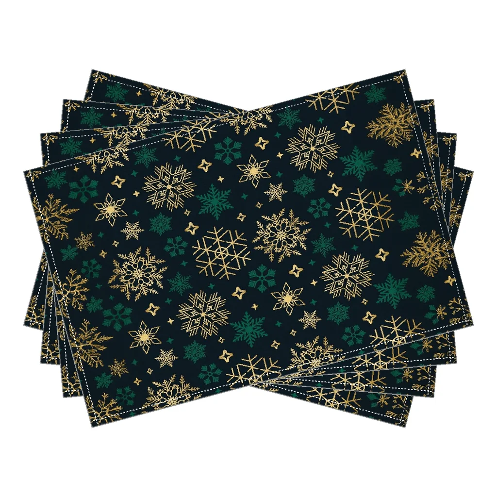 Vintage Xmas Linen Placemat Christmas Pine Branch Berry Print Heat‑Resistant Table Mat for Dining Room Home Holiday Dinner Table