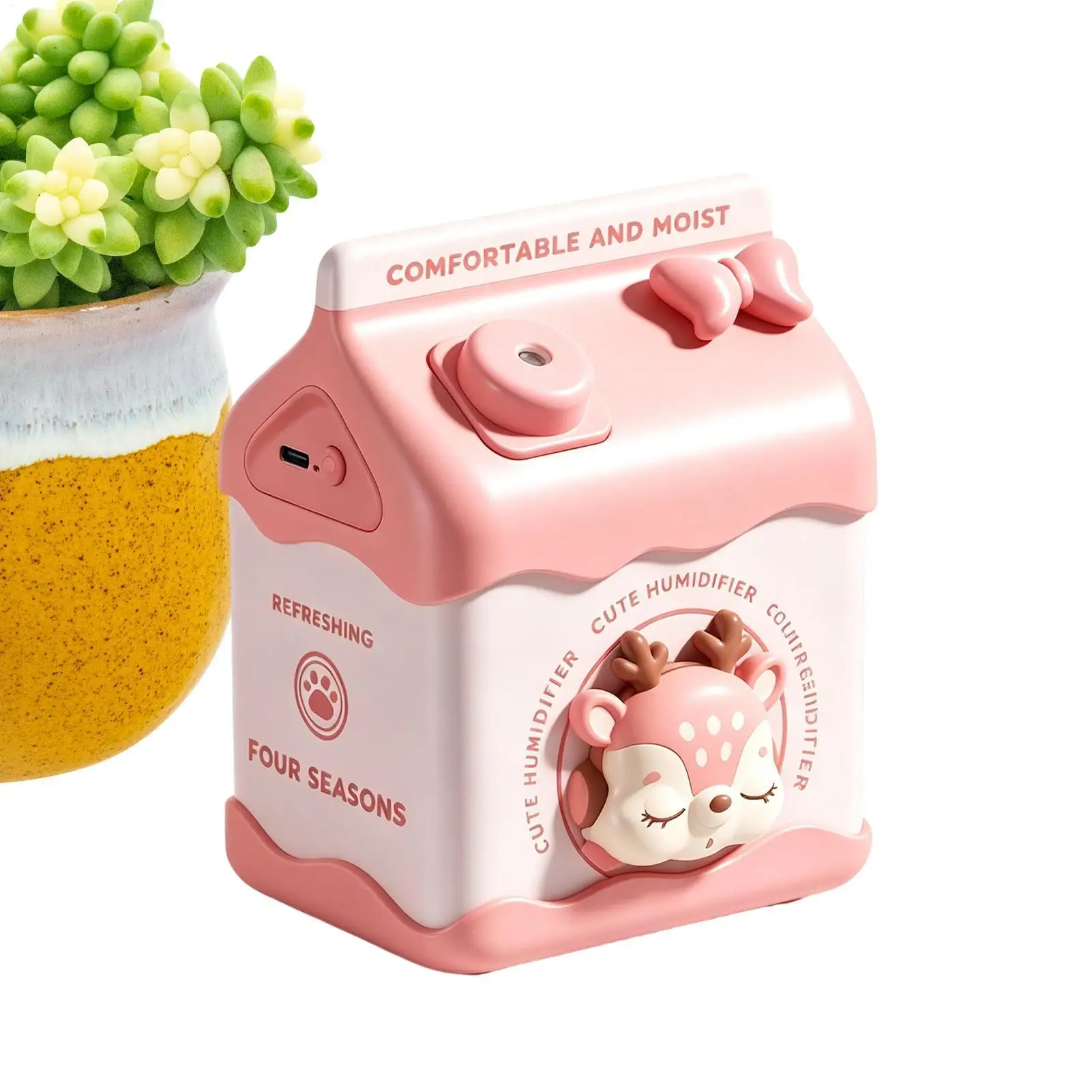 Small Humidifier 2 Mist Settings Milk Carton Shaped Desktop Vaporizer Room Humidifier For Home Dorm Nursery Bedside Nightstand