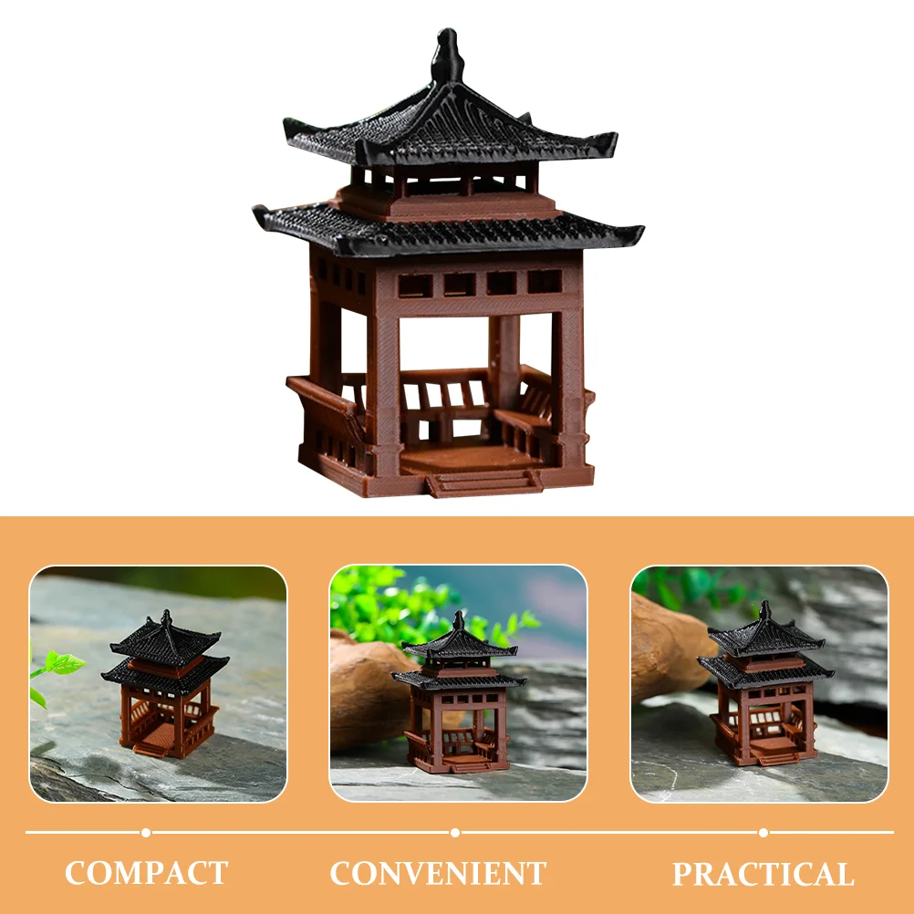 Household Micro Landscape Four-corner Pavilion Decorations Garden Fairy Plastic Fish Tank Landscaping Adornment