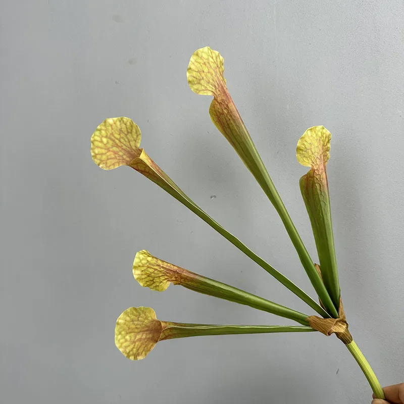 

3pcs/lot Artificial 5-leaves Bottle Grass Film Plants Floral Auditorium Decoration Simulation Common Nepenthes Green Plant