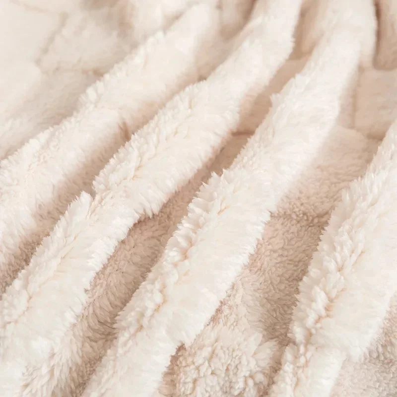 Manta de terciopelo cálida y gruesa suave, manta de Jacquard a la moda para sofá cama, manta de franela cómoda y esponjosa