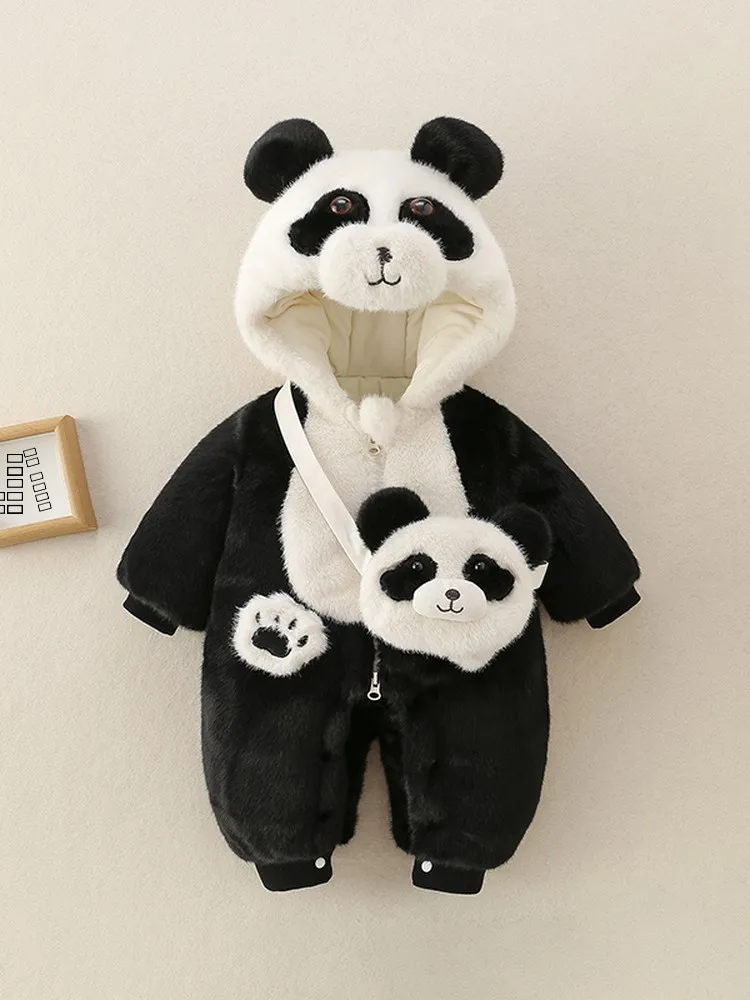 

Thiened Winter Baby Rer ex Adorable Panda Design Cute Clothesuit for Babies Long Sve Mid-Length Korean Sle
