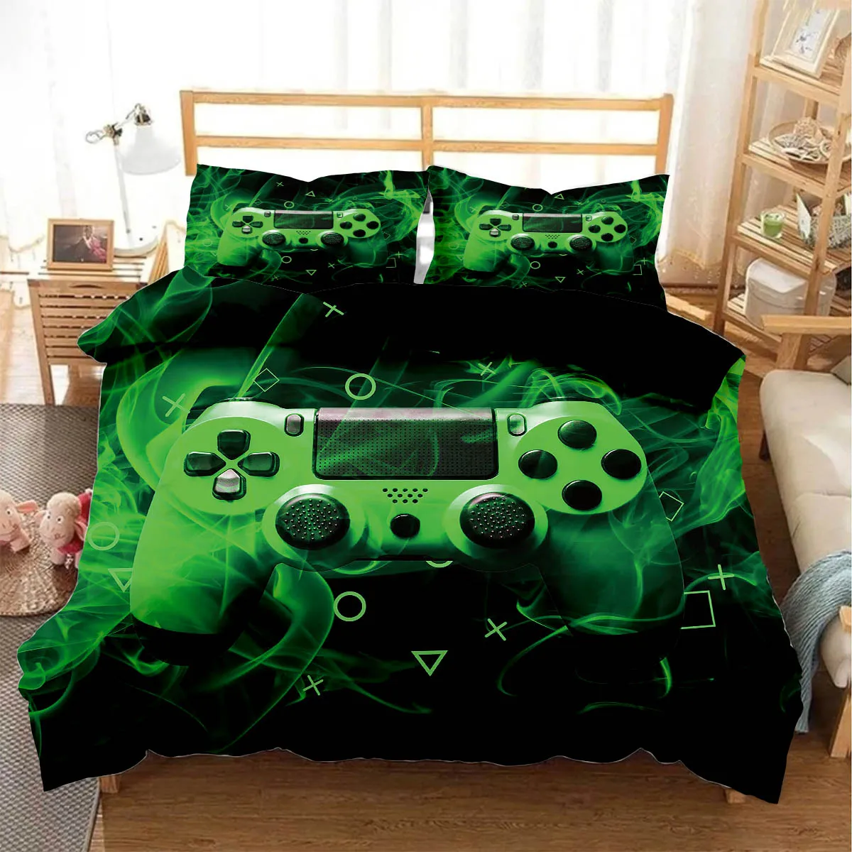 Watercolor Game Controller 3D Stereo Printing Quilt Cover Duvet Cover Bedding Set Quilt Cover Pillowcase 3 Pieces