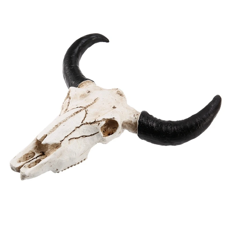Resina Longhorn vaca cráneo colgante de pared decoración 3D Animal vida silvestre escultura figuritas artesanías cuernos para el hogar Decoración de Halloween