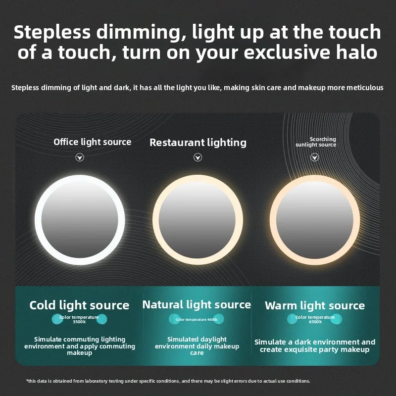 Large Capacity Cosmetic Bag with Lamp with Mirror Removable Baffle Cosmetic Storage B Ag Portable Travel Bag