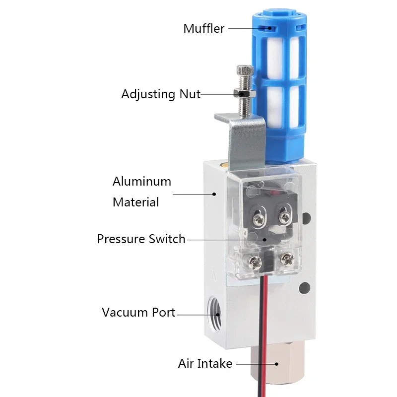 Vacuum Generator with Switch CV-10HS Exhaust Valve Negative Pressure Control Large Flow Micro Switch Vacuum Manufacturing Valve