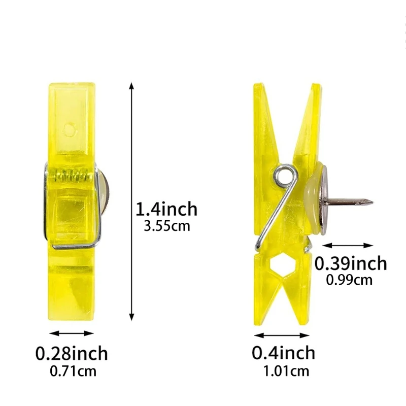 Punaises multi-usages en forme pince, 1.4x0.3 pouces, punaises couleur claire pour tableaux d'affichage bureau 20