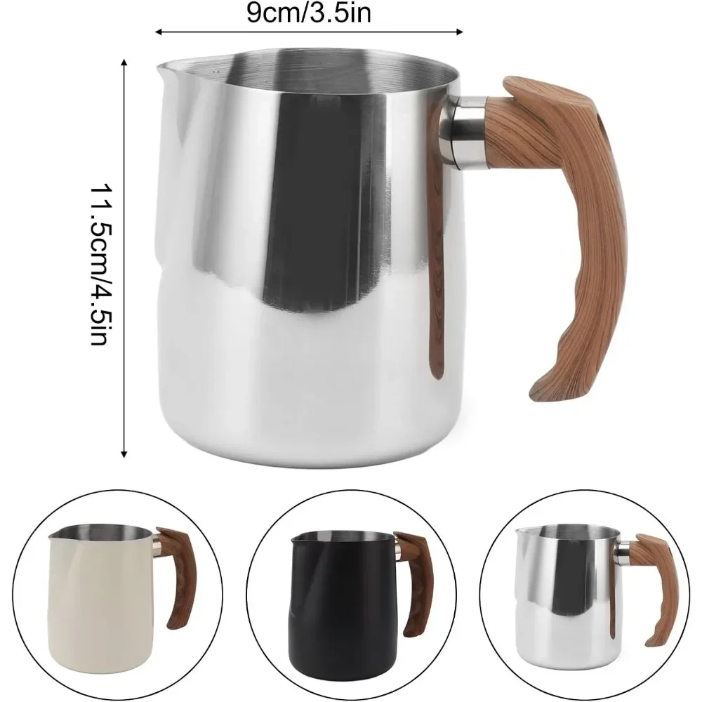 1Set Milk Frothing Pitcher, Stainless Steel Milk Frother Cup Espresso Steaming Pitcher with Clear Scale, Milk Coffee Cappuccino Latte Art Barista Steam Pitchers Milk Jug Cup (600ml-sliver)