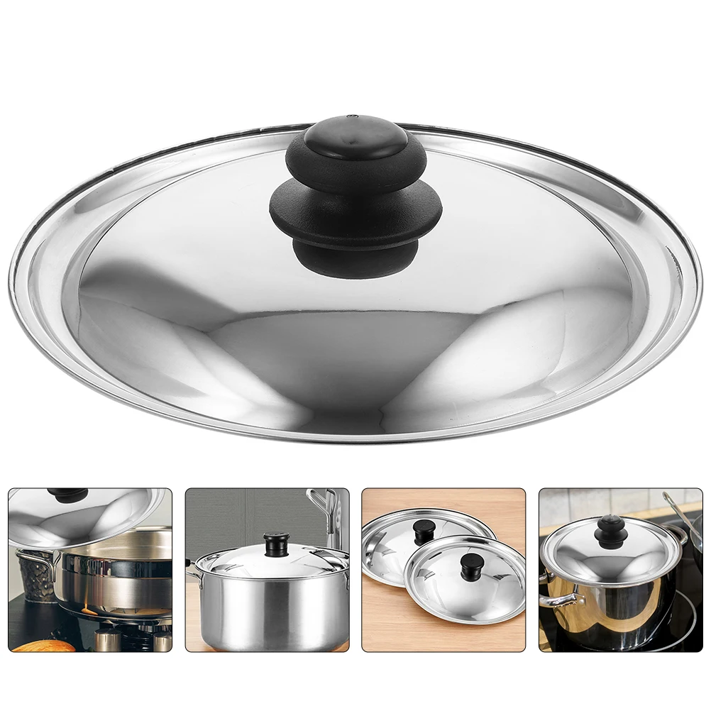 

28Cm Universal Stainless Steel Pot Cover Lid For Frying Pan Soup Pot Metal Cookware Part Kitchen Utensil Anti Scald Handle
