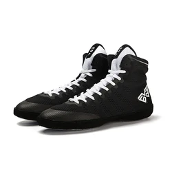 Zapatos de lucha libre para hombre, zapatillas de boxeo masculinas ligeras para exteriores, negras y blancas, zapatillas de entrenamiento suaves de alta calidad, deportivas