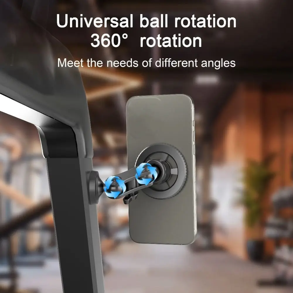 Two-Way Magnetic Suction Gym Phone Bracket 360 Degree Rotation Foldable Traning Selfie Phone Holder Portable Universal