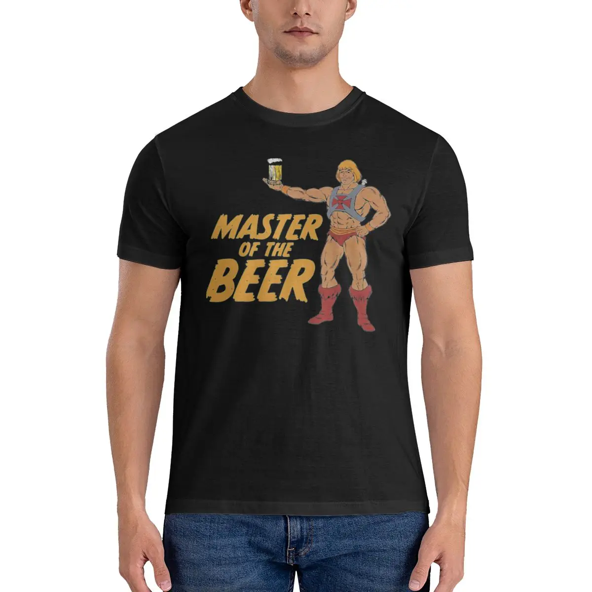 Beer Men T Shirt Universe Battle Cat Grayskull Anime Crazy Tee Shirt Short Sleeve O Neck T-Shirts Cotton Summer Clothes