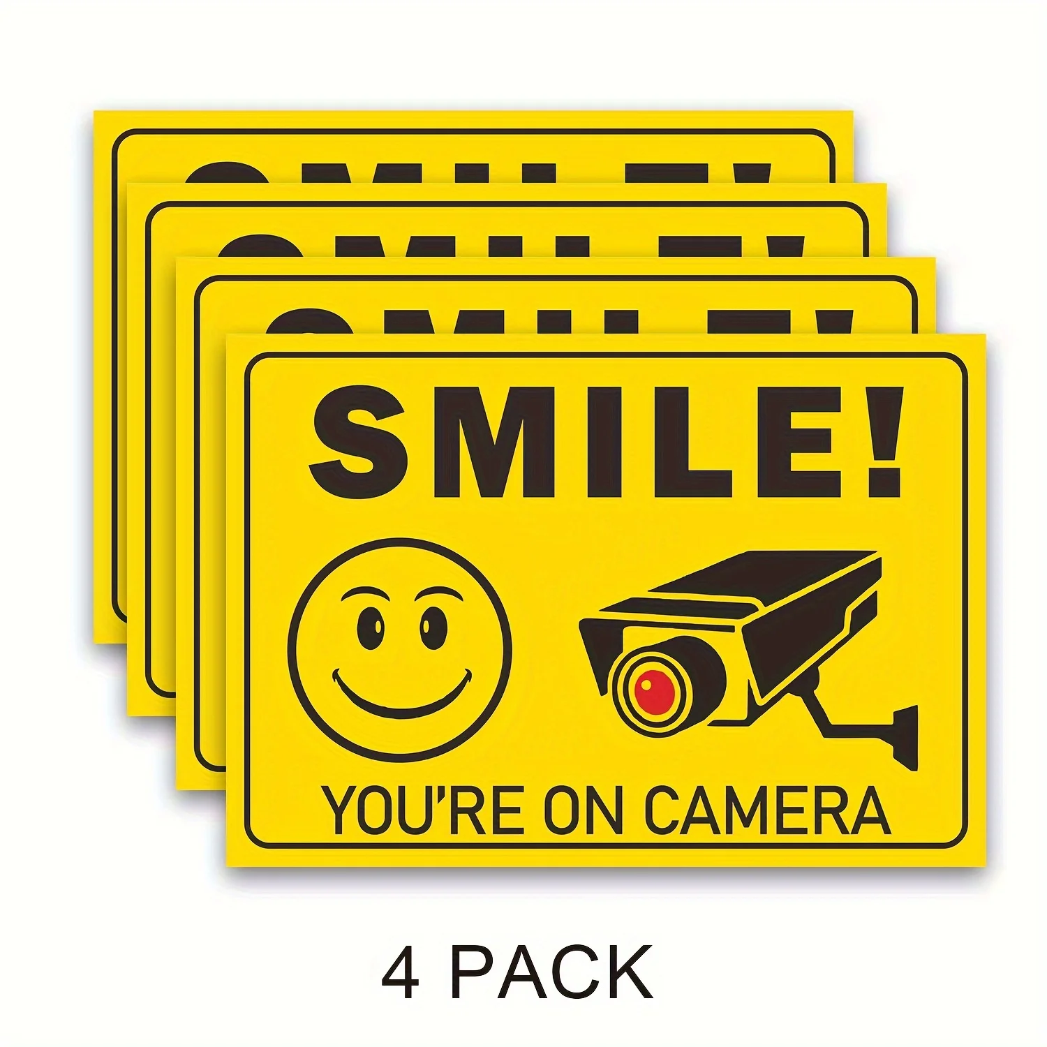 4-Pack Video Surveillance Warning Signs Stickers CCTV Security Camera Signs Stickers - Self-Adhesive Vinyl for Homes