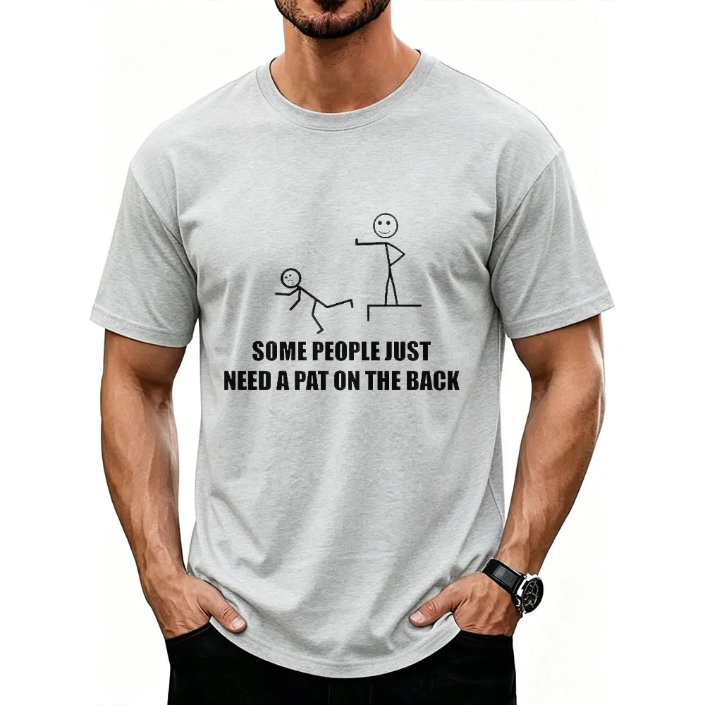 Some People Just Need A Pat on The Back Stick Figure Sarcastic Pun Graphic Men's Classic T-Shirt Funny Dark Humor Worker Tee