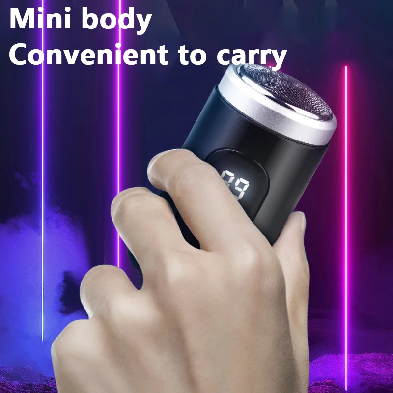 男性用のポータブル電気ミニシェーバー,家庭用の小さなステンレス鋼のあごひげシェーバー,充電式
