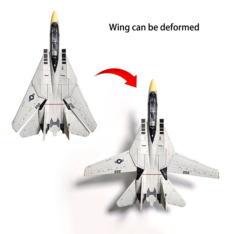 F14 Fighter Military Plane Model Plastic Assembly Home Collection Decoration Creative Black white Desert Style  Including Base