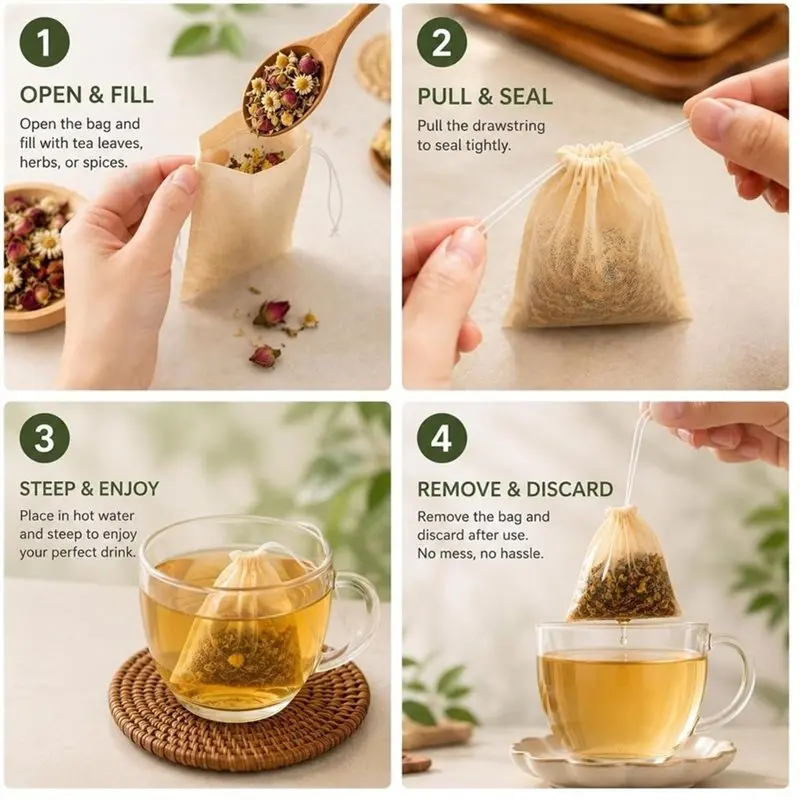 AAAN-Tea Filter Bags, Disposable Loose Leaf Tea Bags With Drawstring For Coffee, Loose Tea 2.4 X 3.2 Inch (500PCS)