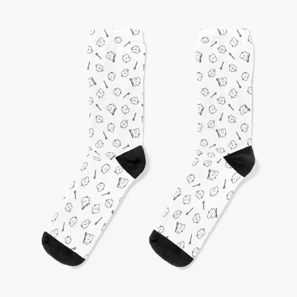 

Funny teeth. Cute tooth art. Dentist pattern design. Socks heated Stockings compression cool Socks Women's Men's