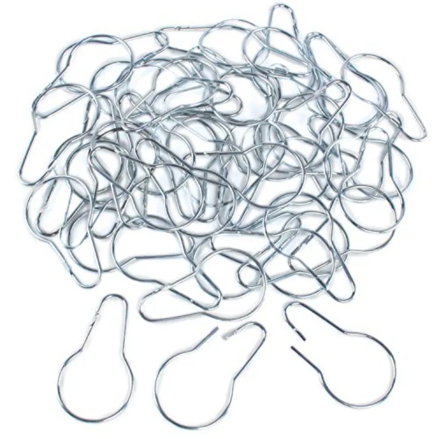 Silver Metal Shower Curtain Style Hanging Clip Chain Hooks Sorting and Organizing 50 Pieces
