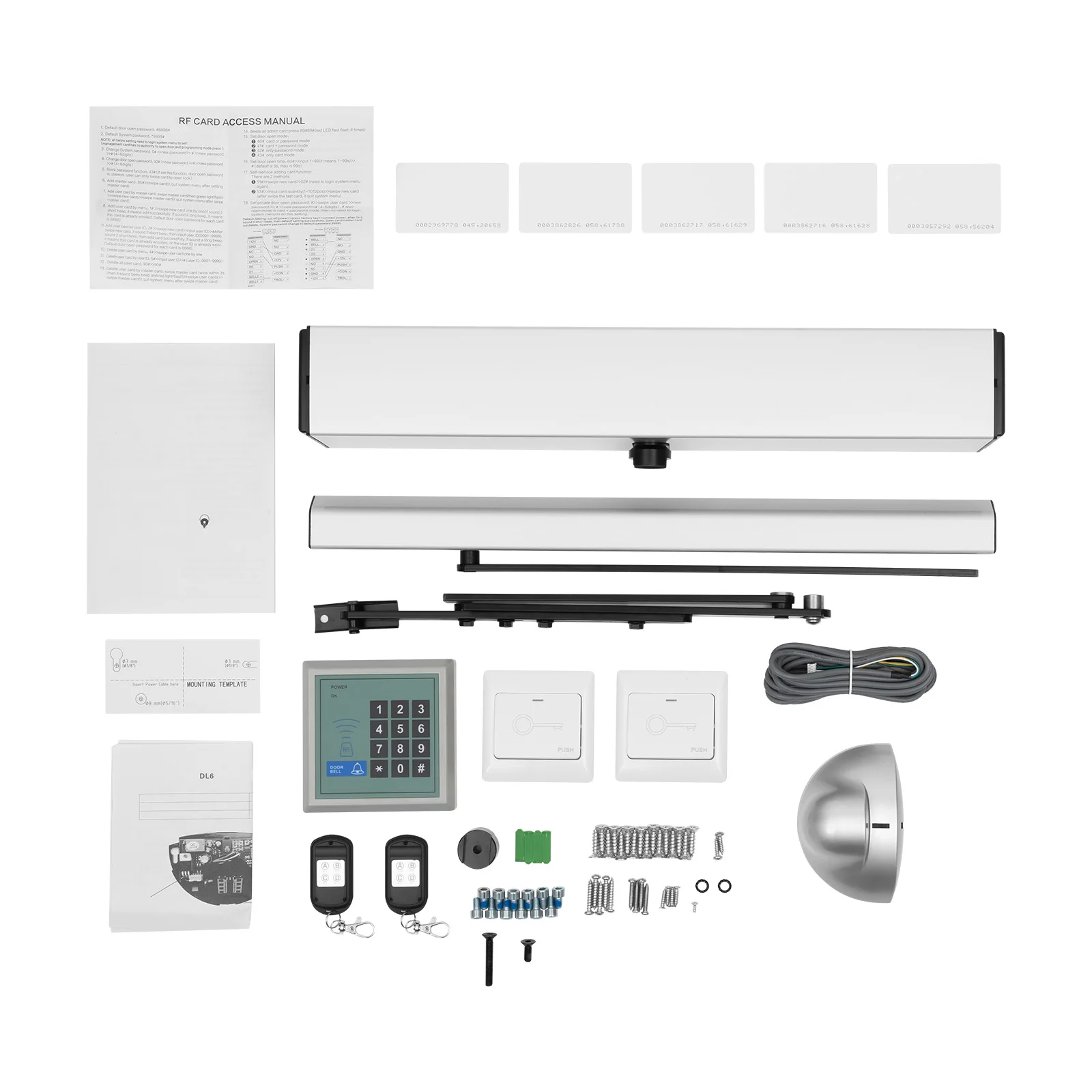 Abridor automático de porta giratória, 110-240v, abridor de porta para deficientes, 50w, operador de porta giratória de baixa energia com 2 peças rc