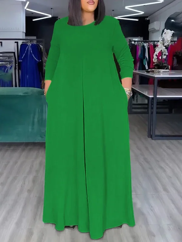 Modigirl 2025 Summer Fashion Afican Tute larghe di colore solido per le donne con tasche Girocollo Pantaloni a gamba larga Tuta femminile