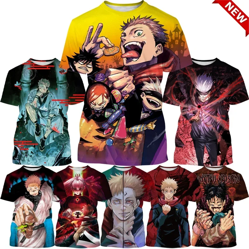 New Summer Japanese Anime Jujutsu Kaisen 3D Printing Men's T-shirt Casual Round Neck Short-sleeved Unisex Hip-hop T-shirt