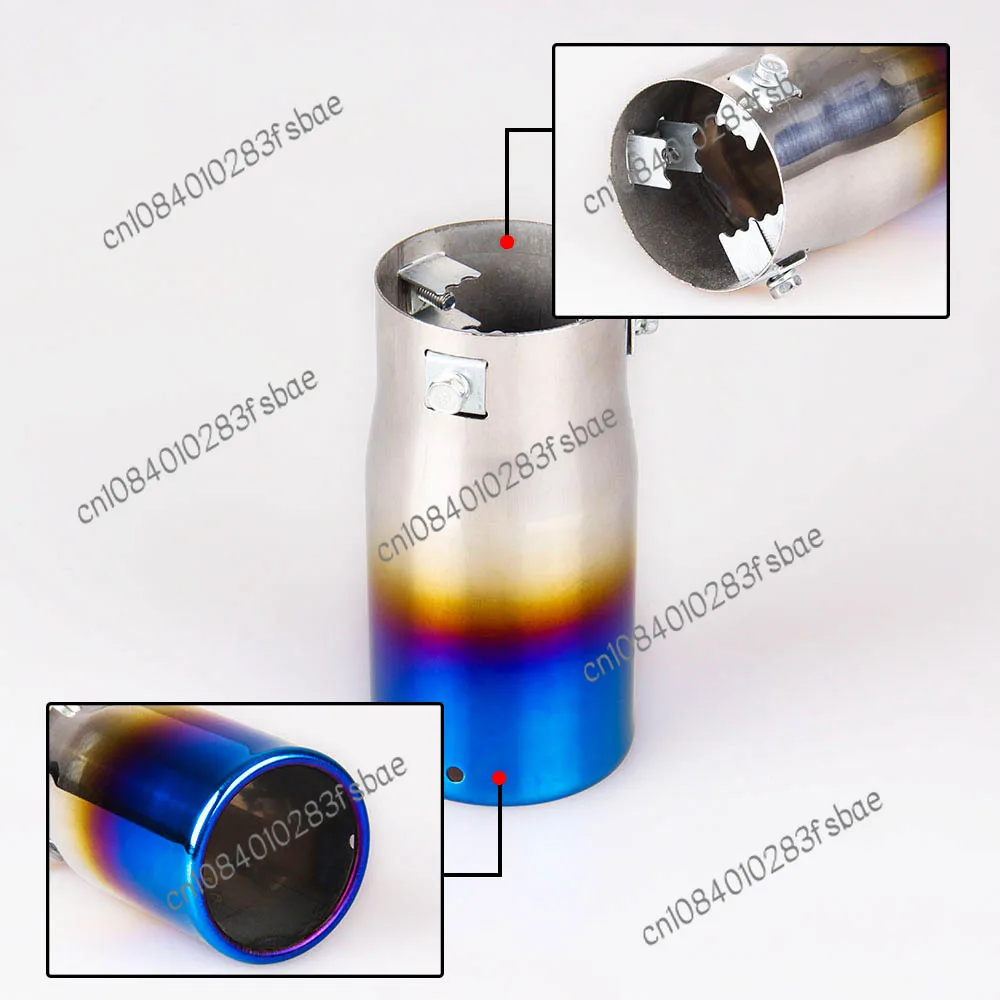 3-Inch Exhaust Pipe Muffler Stainless Steel Exhaust Pipe Baked Blue Tailpipe Car Modified General