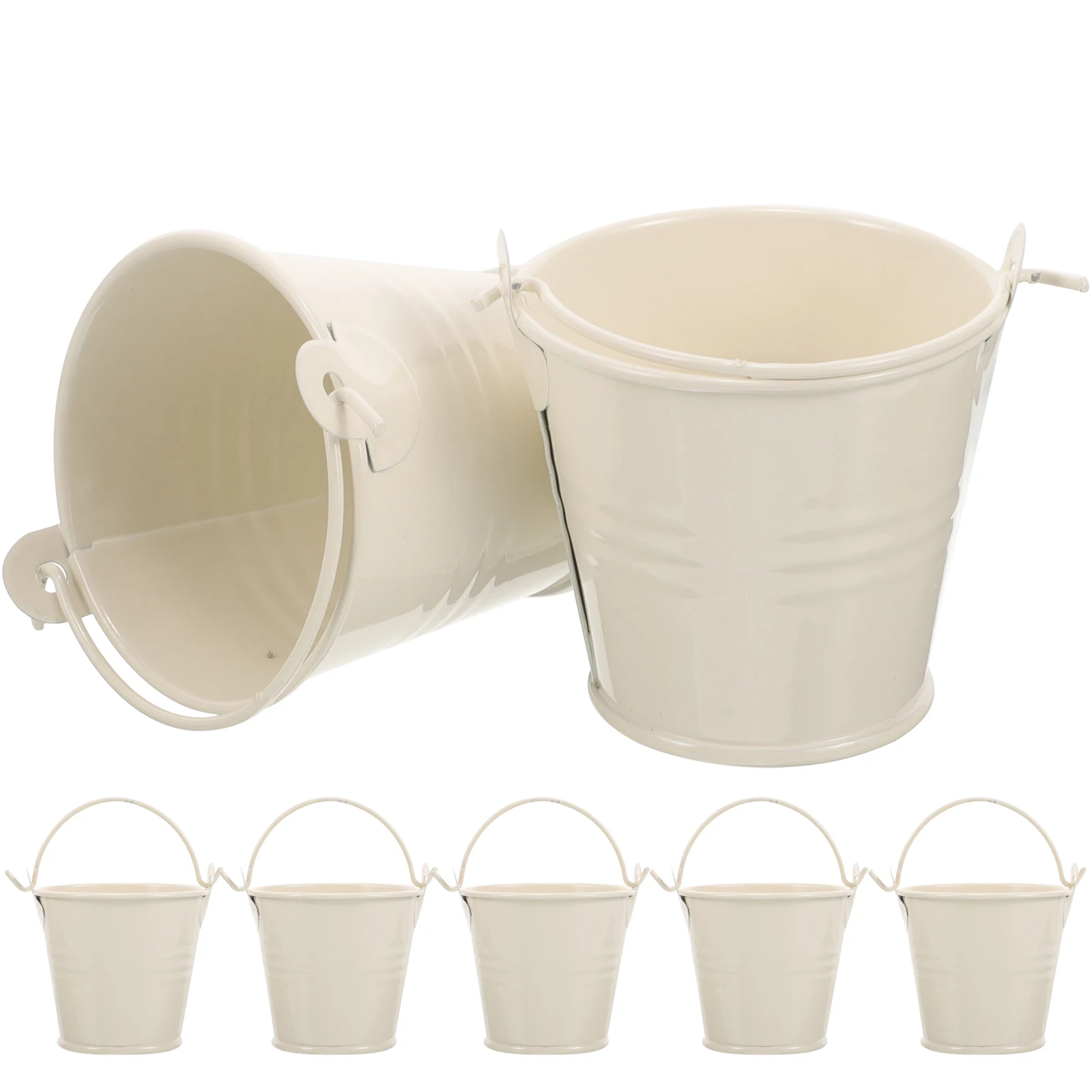 

8pcs Mini Buckets Durable Safe Simple Handle Flower Pot Metal Mini Iron Bucket Tin Planters Baskets Gardening Home Decor