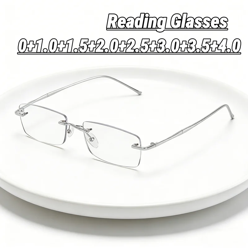

Men's and Women's Fashion Metal Frameless Presbyopia Glasses Ultra-Lightweight Versatile Blue Light Blocking Reading Glasses