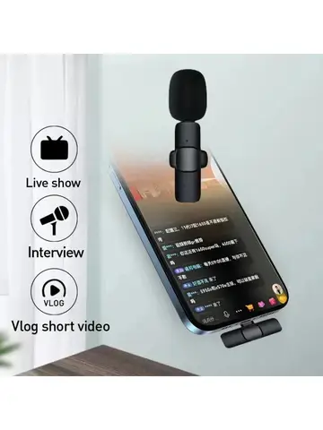 Wireless Lavalier Microphone 2.4G Mini MicPortable Audio Video Recording Mini Mic for iPhone Android Live Broadcast Gaming Phone