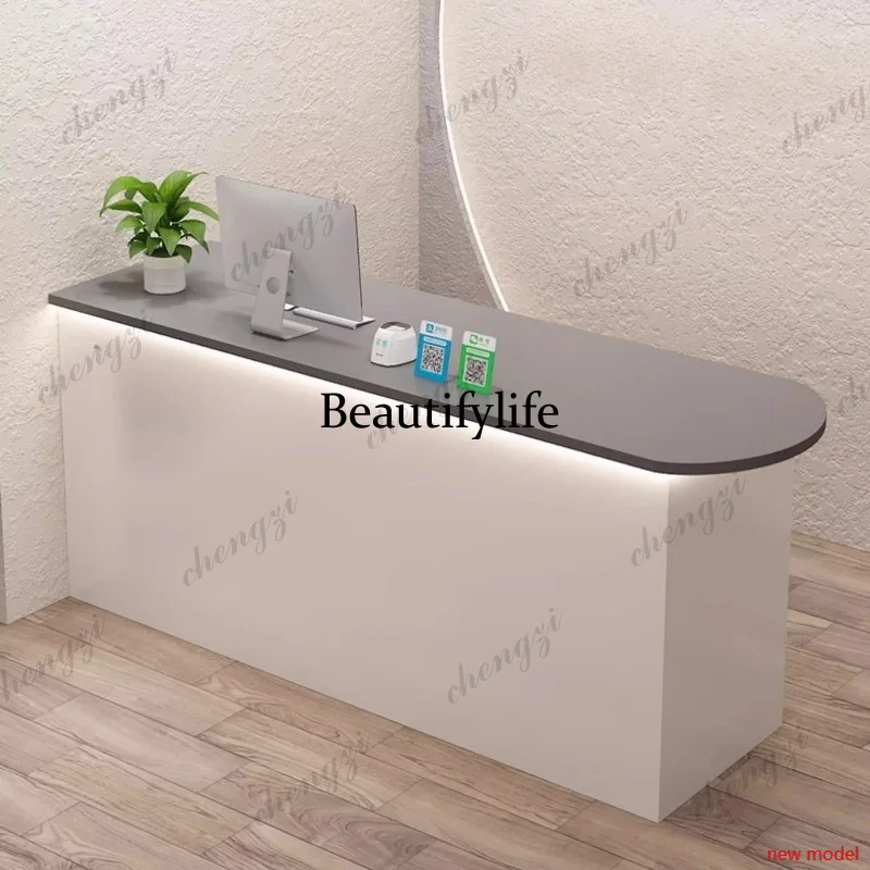 h178Small Beauty Reception Desks Unique Simple Minimalist Design Reception Desks Aesthetic Display Mostrador Commercial Furnitur