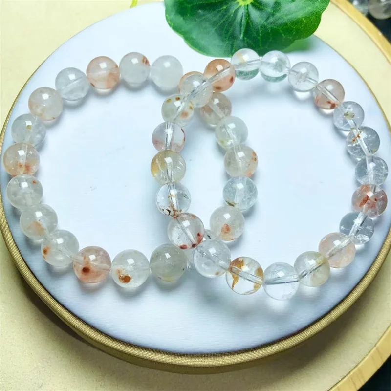 Natural Rabbit Hair Quartz Bracelet Women Fashion Round Stone Elegant Healing Strand Bangles Wristband Gift 7/10MM