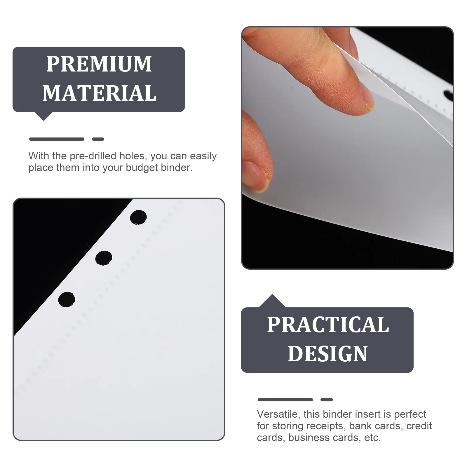 

1 Set Multi-Use Budget Inserts For Binder Pockets Replaceable Loose Leaf Pocket Lightweight Portable Home Office School