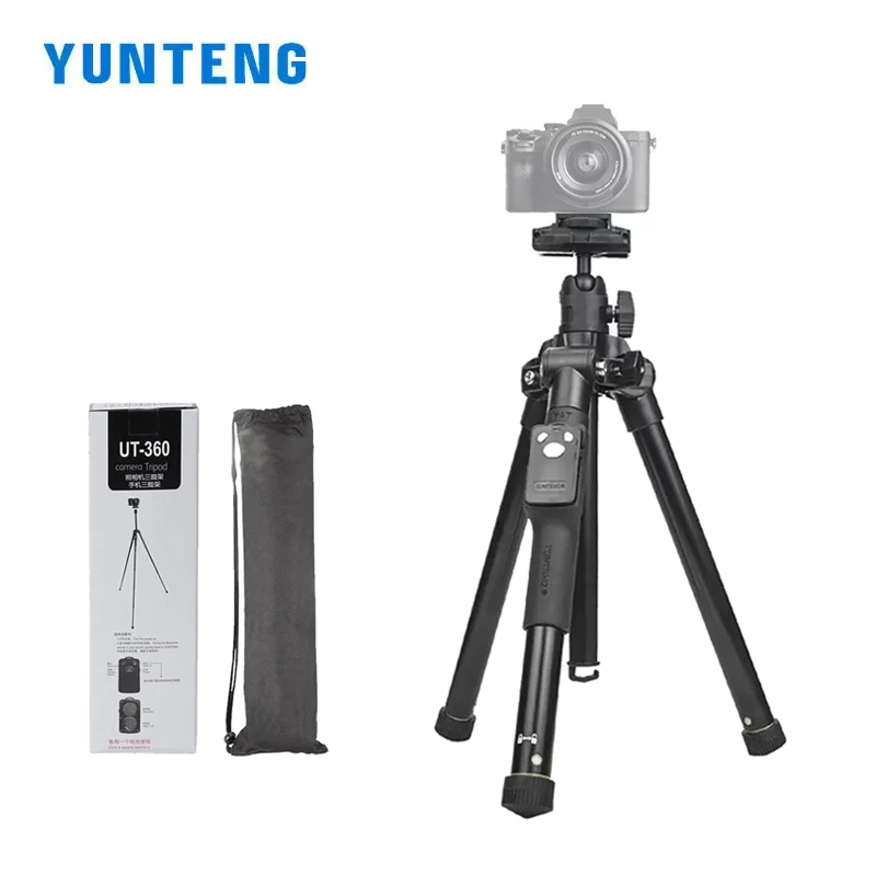 YUNTENG 360 Lightweight Tripod Stand Outdoor Travel Bluetooth Photography Selfie Tripod for Micro-single Camera Smartphone