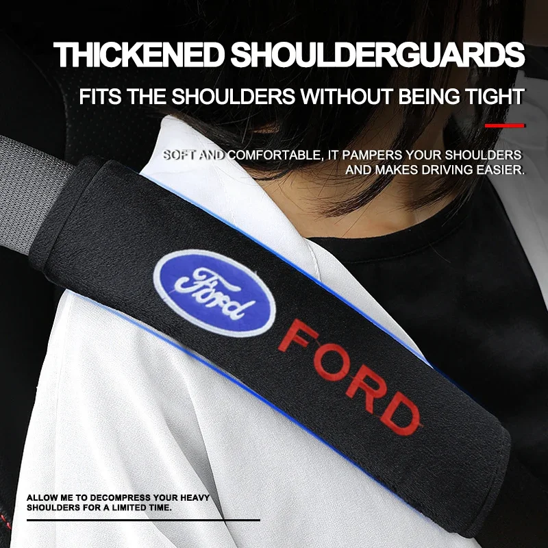 1/2pcs Car Seat Belt Cover Styling Cotton Safety Shoulder Protector For Ford Raptor Fiesta Focus 2 3 4 Mondeo Ecosport Mustang