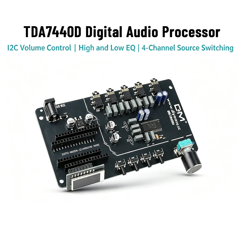 DC 7-12V TDA7440 Digital Audio Controller Module 4-Channel Stereo Audio 1.8-inch ST7735 Display Supports Secondary Development