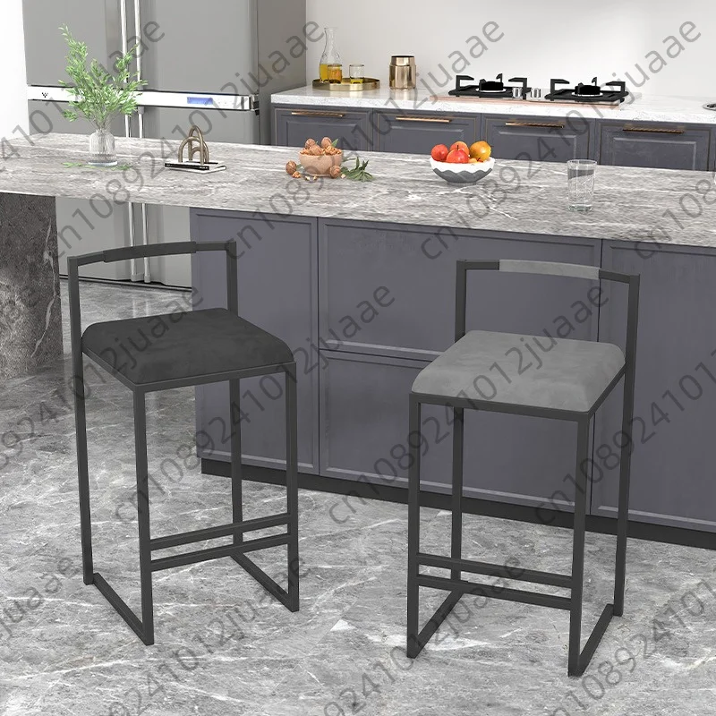Modern Cloth Bar Chairs for Kitchen Furniture Iron High  Stool Nordic Luxury Creative   Velvet Counter  Chair