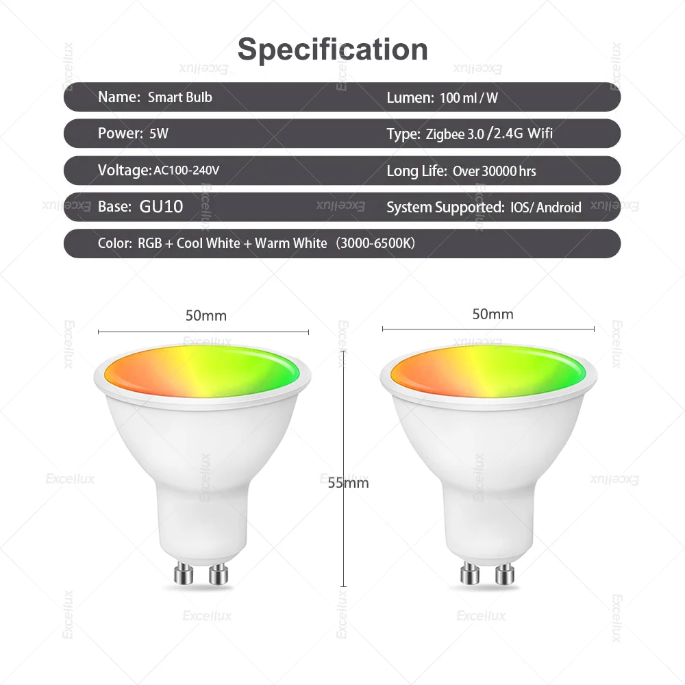 EWelink Zigbee GU10 Wifi Smart Led Bulbs RGB C+W Dimmable Lamp GU10 Led Lights 100-240V For Alexa Google Home Smartthings Alice