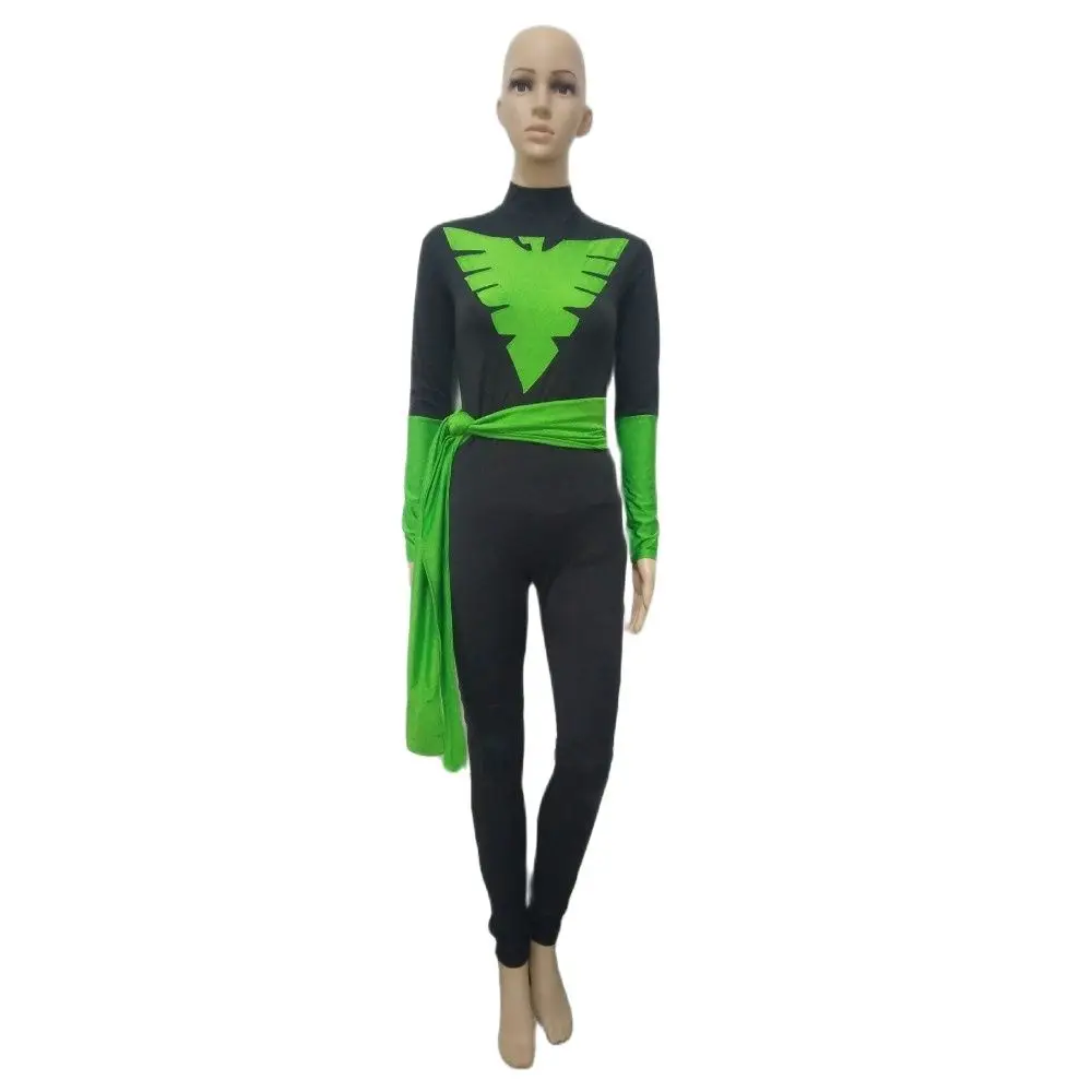 Special price! Black & Green Spandex Superhero Costume catsuit Halloween cosplay suit can Removable gloves