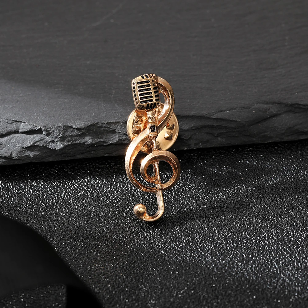 

2 Pcs Woman Note Microphone Pin Men and Women Music Brooch Zinc Alloy Banquet Present